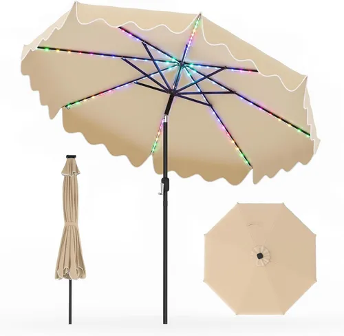 Sonnenschirm 270 cm mit LED-Solar-Beleuchtung