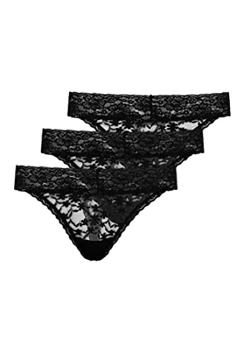 Snocks Tanga Damen mit Spitze aus Bio-Baumwolle 3er Pack - Unsichtbare Unterwäsche für jeden Tag - Funktionsunterwäsche aus 95% Bio-Baumwolle und 5% Elasthan, bietet angenehmes Tragegefühl ohne Einschneiden – ideal für formbetonte Kleidung.