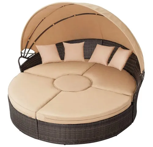 Feel2Home Polyrattan Sonneninsel 180cm – Gartenmuschel für Entspannung