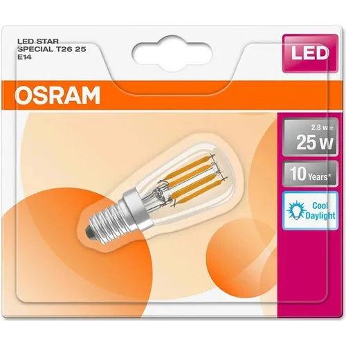 Osram LED Filament T26 Röhre 2,8W = 25W E14 klar 250lm Tageslicht 6500K kaltweiß