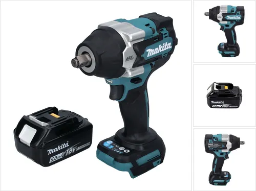 Makita DTW 700 T1 Akku Schlagschrauber 18 V - Akkuschrauber mit 700 Nm maximalem Drehmoment, ideal für anspruchsvolle Anwendungen. Inklusive 1x 5,0 Ah Lithium-Ionen Akku für langfristige Leistung.