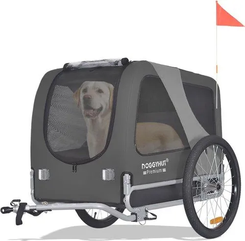 Hundekarren – Anhänger für Hunde – Für einen aktiven Lebensstil – Verstärkter Boden – Bis zu 35 kg – Grau