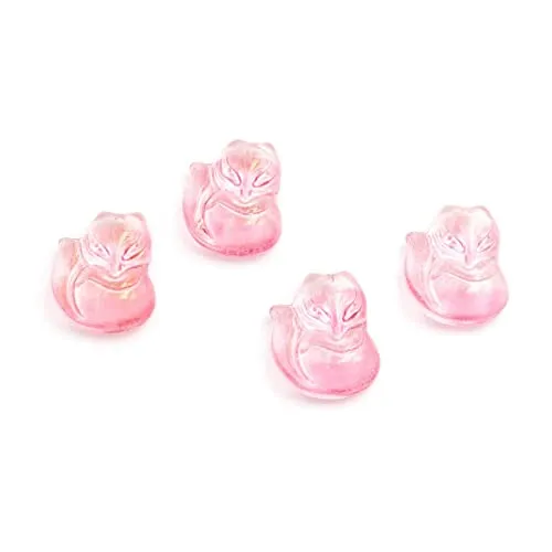 Vintageparts Glasanhänger Fuchs mit roter und Goldener Spotlackierung 4 Stück zum Schmuck basteln für Erwachsene