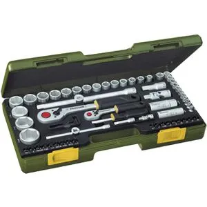 Proxxon Industrial Super-set Steckschlüsselsatz 65-teilig - Stecknuss-Satz für zöllige Schraubengrößen, inklusive werkstattgetesteter Knüppelratsche für höchste Effizienz und Langlebigkeit.