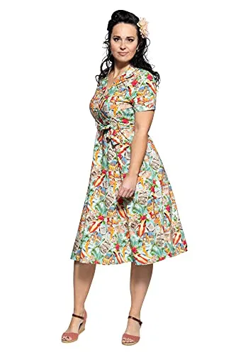 Queen Kerosin Damen Sommerkleid mit Pin-Up Print