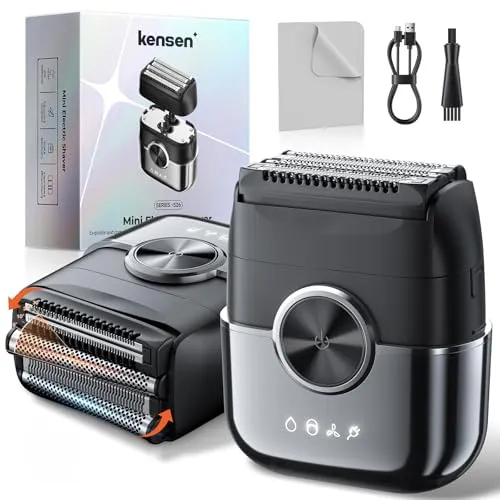 Elektrorasierer Herren, kensen Mini Foil Shaver Mit 4 Flexiblem Scherkopf Rasierapparat Usb-C Elektrischer Rasierer Wasserdicht Folienrasierer 120Min Trockenrasierer Tragbar für Bart Gesicht Reise