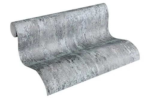 Livingwalls Vliestapete Neue Bude 2.0 Tapete in Vintage Rost Optik 10,05 m x 0,53 m grau metallic schwarz Made in Germany 361183 36118-3