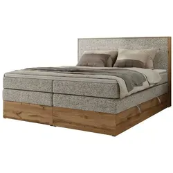 MKS MEBLE Boxspringbett WOOD CLASSIC KING - Doppelbett 200x200 cm mit 7-Zonen Taschenfederkern-Matratzen und Topper für optimalen Schlafkomfort. Praktische Bettkästen bieten zusätzlichen Stauraum.