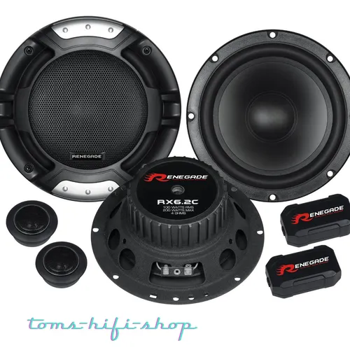 RENEGADE 2-Wege Kompo 16,5 cm RX-6.2C - Car-HiFi-Lautsprecher mit 16,5 cm 2-Wege-Komponenten-System, 100 Watt RMS und kristallklaren Höhen für ein unvergleichliches Klangerlebnis im Auto.