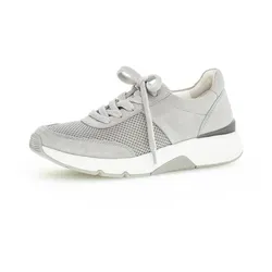 Gabor Freizeit Schnürer für Damen in Grau - Modische Sneaker aus 100% Leder, ideal für Freizeitaktivitäten. Bequemer Rundschnitt mit 2 cm Absatzhöhe für optimalen Tragekomfort.