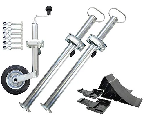The Drive | Anhänger Zubehör Set 3 | inkl. Stützrad mit Stahlfelge, Rohrstützen, Unterlegkeile und mehr | ideal für kleine bis mittlere Anhänger