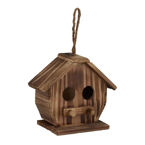 Deko Vogelhaus gebrannt Holzdeko Vogelhäuschen Holzhäuschen Gartendeko hängend