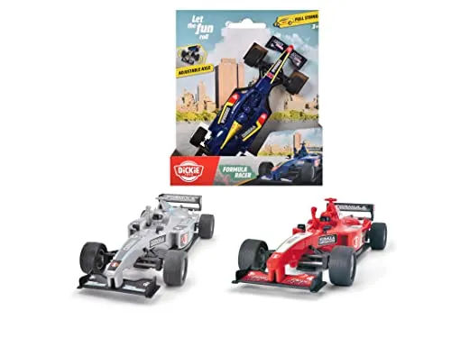 Dickie Toys – Formula Racer (14 cm) – Rennauto zum Aufziehen, mit Lenkung, 1:32 cm Maßstab, Aufziehauto für Kinder ab 3 Jahren, 203341035, Mehrfarbig