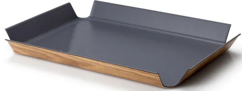 Continenta Rutschfestes Tablett grau - 41x29,5 cm - Stylishes Tablett aus innovativer Holzfaser mit rutschfester Beschichtung, ideal zum sicheren Servieren von Getränken und Desserts. Spülmaschinenfest für einfache Reinigung.