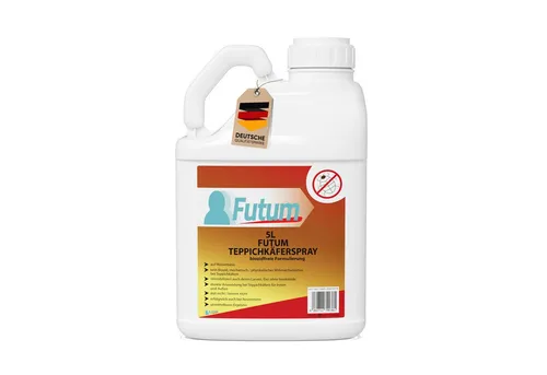 FUTUM 5L Teppichkäferspray - Pflegemittel & Schädlingsbekämpfung - Biozidfreies Insektenspray mit sofortiger Wirkung, ideal zur Bekämpfung von Insekten in allen Entwicklungsstadien, sicher für Innen- und Außenbereiche.