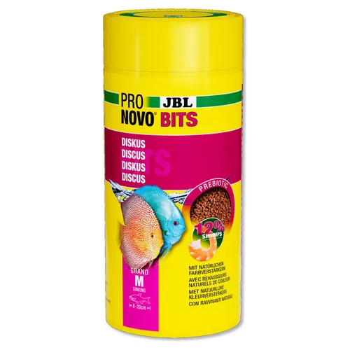 JBL PRONOVO BITS GRANO - Hauptfutter Granulat für Diskus und Buntbarsche 8-20 cm, gesunde Verdauung durch natürliche Rohstoffe und keine künstlichen Zusätze