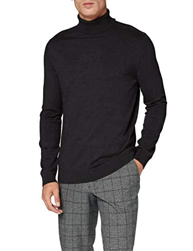 SELECTED HOMME SLHBERG ROLL NECK NOOS Herren Rollkragenpullover - Modischer Herren-Pullover in Antracit, aus 100% Baumwolle, pflegeleicht und bewegungsfreundlich – ideal für stilvolle Looks in der kühleren Jahreszeit.