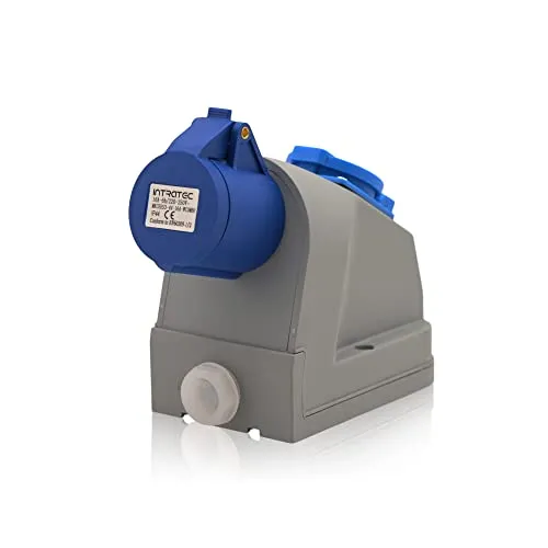 COMBO CEE-Steckdose Wand Blau/Grau 16A 230V 6h IP44 3-polig (2P+E) Industrie- & Mehrphasenstecker Rundstecker