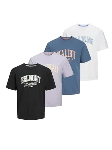 JACK & JONES Male T-Shirt Logo Rundhals T-Shirt, Farbe:Mehrfarbig, Größe:S