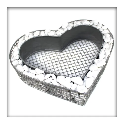 Herz Gitter Pflanzschale Grabschmuck Grabgestaltung 8 cm H Trennblech mit Kies