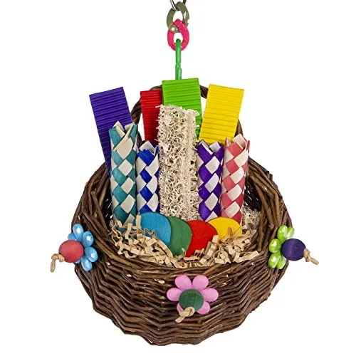 HappyBird | Hangy Nibble-Basket | Happy Nature Schredderspielzeug - Sittich, kleine Papageien, Knabberspielzeug