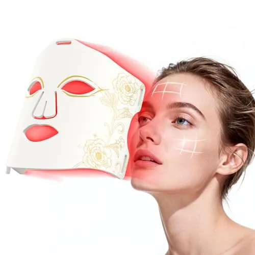 LED-Gesichtsmaske mit Rotlichttherapie, Silikon LED Maske Gesicht mit 8 Modi, Akne, Aufhellung, Faltenbehandlung, Aufladbar mit 2h Akkulaufzeit & Kühlende Maske für alle Hauttypen