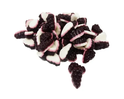 Fruchtgummi Bären & Co. Süßigkeit, Fruchtgummi Trauben dunkelrot mit rosa Schaumzuckerboden 1000g