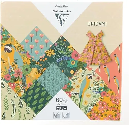 Clairefontaine 95351C Pack mit 60 Bögen Origamipapier (70 g, 15 x 15 cm, Kiribati) 1 Pack