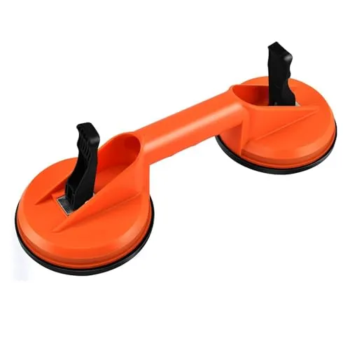 Saugheber, Glassauger Glasheber mit Ergonomische Griffe Vakuumheber Gummisauger Suction Cup für Fliesen Glas Möbel Glatte Oberfläche Laminat (Orange)
