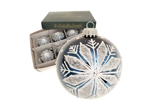Krebs Glas Lauscha Christbaumschmuck Schneeflocke mit Strass Blau 8cm - Dekohänger in Cobaltblau, handdekoriert mit funkelnden Strasssteinen, ideal für eine festliche Winterwunderwelt.