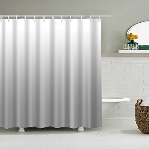 YISHU Farbverlauf Wasserdichter Duschvorhang Anti-Schimmel inkl. 12 Duschvorhangringe für Badezimmer 180x180/180x200 cm grau 180x200cm