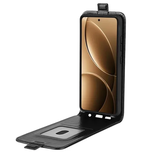 Für Xiaomi Poco F7 Ultra Vertikale Kunstleder Flip Schutz Tasche Hülle Schwarz