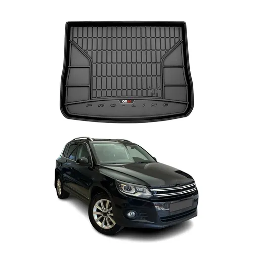 OMAC Kofferraummatte für VW Tiguan 2007-2018 - Premium TPE Kofferraummatte, geruchlos mit Vanilleduft, wasserdicht und umweltfreundlich, bietet perfekten Allwetterschutz und hohen Kantenschutz für Ihr Fahrzeug.