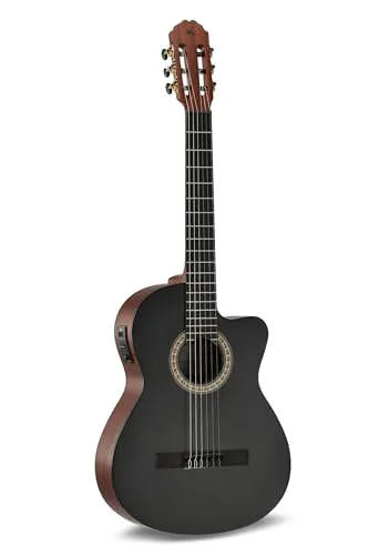 LUTHIER MANUEL RODRÍGUEZ E-Akustikgitarre Caballero Principio - Black Top Cut - Massive Fichtendecke schwarz - Boden/Zarge Sapelli Mahagoni - ETC-4 Preamp - CA-PM SB