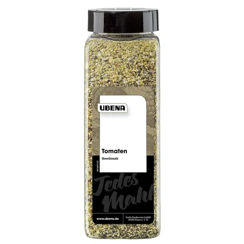 UBENA Tomatengewürzsalz 680 g - Salz mit fruchtigem Tomatenaroma, ideal zum Würzen von Salaten, Suppen und Pasta. Praktische, wiederverschließbare Dose für einfache Dosierung und Aromaschutz.
