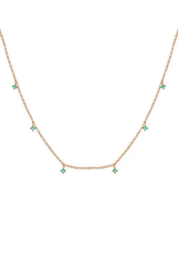 Hey Happiness Silberkette Kristall Anhänger, 18K Roségold vergoldet, Silber 925 Damen Halskette, Klare/ Grüne Zirkonia