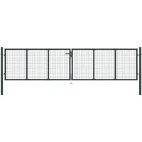 vidaXL Mesh-Gartentor aus verzinktem Stahl 400 x 150 cm - Gartentor aus rostbeständigem, pulverbeschichtetem Stahl, ideal für sichere und langlebige Eingänge zu Garten oder Terrasse. Inklusive einfacher Montage mit zwei Seitenpfosten und drei Schlüsseln.