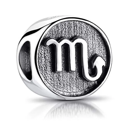 MATERIA Sternzeichen Skorpion Anhänger Silber 925 - Beads Perle Charms für Armband oder Kette antik schwarz #590