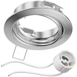 ledscom.de Decken-Einbaurahmen FERE Einbaurahmen chrom matt schwenkbar (LED/Halogen/GU10/MR16/PAR16/50mm) inkl. GU10 Fassung
