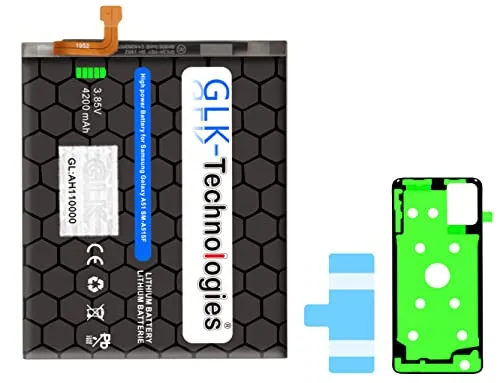 High-Capacity Ersatz-Akku kompatibel mit Samsung Galaxy A51 (A515F) BA515ABY | GLK-Technologies Battery | accu | 4200mAh Akku | inkl. 2 Klebebandsätze