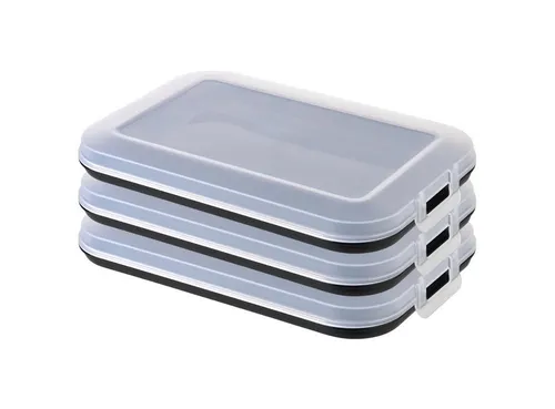 Engelland Frischhaltedose Aufschnittdosen für den Kühlschrank, Aufschnittboxen, PP-Kunststoff, BPA-frei, (Vorteils-Set, 3-tlg., mit transparentem Deckel), stapelbar, platzsparend, Ordnung im Kühlschrank, Organizer, Stapelbox