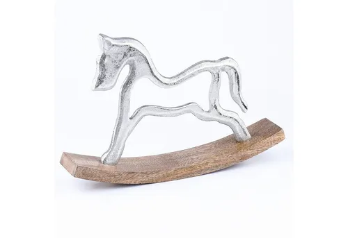 Marrakesch Orient & Mediterran Interior Dekofigur Dekoaufsteller Dekoobjekt Silber Schaukelpferd Sving 30cm (1 St)