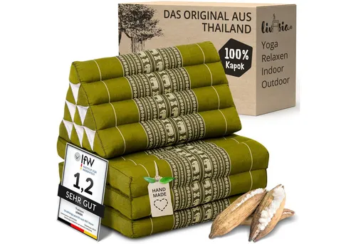 livasia Sitzsack Thaikissen 3 Auflagen (Classic) - Vegan & Handgefertigt - Sitzsäcke für entspannte Momente: Das Thaikissen mit 3 Auflagen aus 100% Kapokfaser bietet Komfort und ist ideal für Yoga, Meditation oder als mobiler Reisebegleiter.