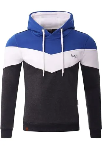 Reslad Kapuzenpullover Herren Sweatshirt | Bequemer Hoodie für Männer in Blau-Anthrazit 2XL
