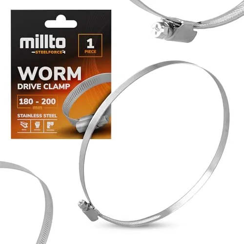 Millto Schlauchschelle Spannbereich 180-200 mm Schlauchklemme Schraubschelle Rohrschelle Schneckenklemme Schlauch Clip Edelstahl für Schläuchen Gartenschlauchen Rohren