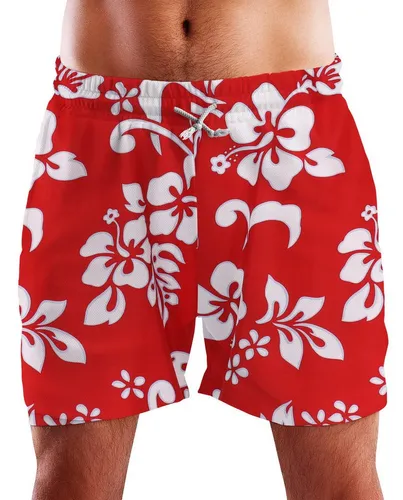 King Kameha Badeshorts Hibiscus Funky Hawaii Bade-Shorts Mesh-Einsatz Verschluss Kordelzug Mit integriertem Mesh-Innenslip für extra Komfort