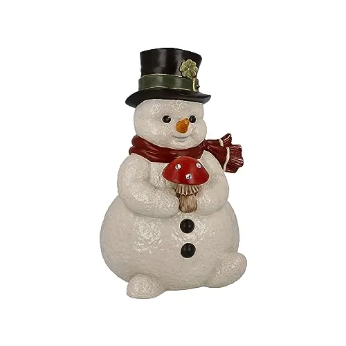 Goebel Schneemann Figur Kleiner Glücksbote aus Steingut mit Kristallen, 66-704-14-1, Leuchtend