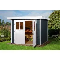 weka Gartenhaus 227 Gr.2 - Flachdach, anthrazit, 21 mm - Holz-Gartenhäuser mit 21 mm starken Wandbohlen für Stabilität und Langlebigkeit. Ideal zur Aufbewahrung von Gartenutensilien, wetterfest und sofort einsatzbereit!