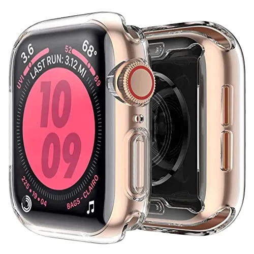 CoolGadget 360 Grad Hülle kompatibel mit Apple Watch 38/42/40/44mm TPU Schutzhülle [Silikon Cover rundum Case] für iWatch Series 6/5/4/3/2/1/SE, 40mm Transparent