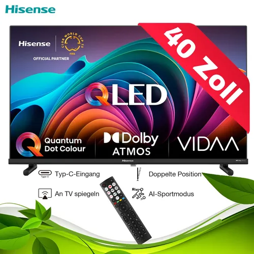 Hisense 40A5NQ - 101cm (40 Zoll) QLED Smart TV mit Full HD, Dolby Atmos, AI Sports Mode und flexibler dualer Positionierung für das perfekte Fernseherlebnis